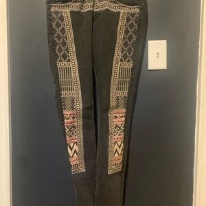 Women's Black Patterned Jeans
